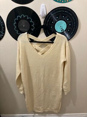 Dreamers Pale Yellow Midi Dress with Crisscross Back